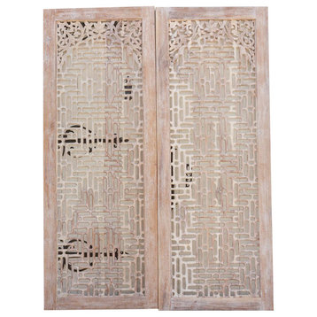 Pair of Indian Gujarat Hand-Carved Doors