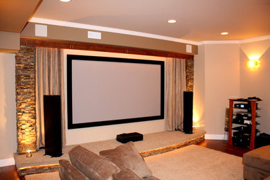 Design ideas for a traditional home theatre in Charlotte.