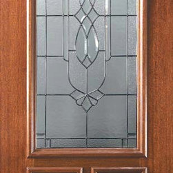 Slab Single Door 96 Wood Mahogany Kensington 2 Panel 2/3 Lite Glass - Front Doors