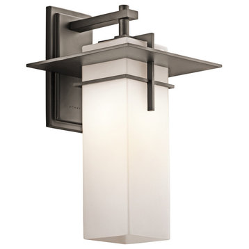 Kichler Caterham Outdoor Wall 1-Light, Olde Bronze, Satin Etched Opal
