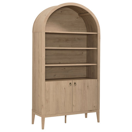 Nolan 74" Tall Wide Arched Storage Display Cabinet Bookshelf