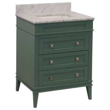 Eleanor 30" Bathroom Vanity, Sage Green, Carrara Marble Top