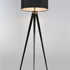 White Shade Nickel Brushed Tripod Floor Lamps