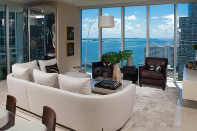 Living room - large contemporary living room idea in Miami