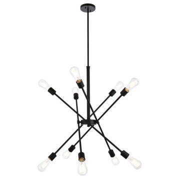 Aria 10 Lights Black Pendant With Hanging Rod