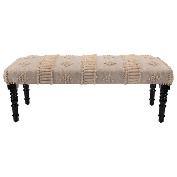 Intricate Embroidered Indoor Bench, 47" Length