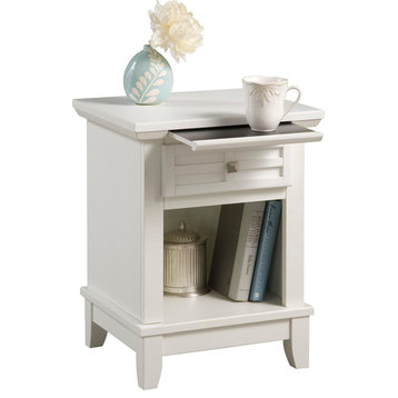 Homestyles Arts & Crafts Off White Wood Nightstand with Slide-out Shelf