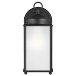 Sea Gull Lighting - Sea Gull New Castle Large 1 Light Outdoor Wall Lantern, Black/Satin - The Sea Gull Collection New Castle one light outdoor wall fixture in black creates a warm and inviting welcome presentation for your home's exterior. The petite proportions and transitional accents of the New Castle outdoor lighting collection by Sea Gull Collection make these one-light outdoor wall lanterns a versatile selection for your home. Offered in White, Polished Brass, Antique Brushed Nickel, Antique Bronze and Black finishes, in either Satin Etched or Clear glass. Clear bulbs are recommended to use for the best aesthetics for the Clear glass fixtures. Both incandescent lamping and ENERGY STAR-qualified LED lamping options are available for those fixtures with the Satin Etched glass. And the Clear glass fixtures can easily convert to LED by purchasing LED replacement lamps sold separately.