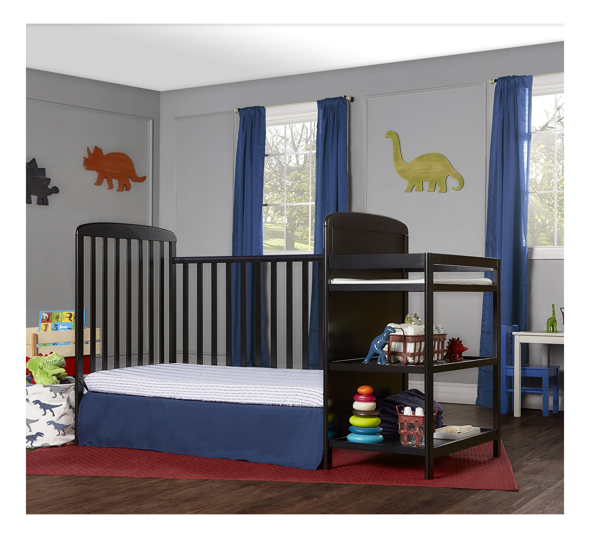 Dream On Me, Anna 4 in 1 Crib and Changing Table Combo, Black
