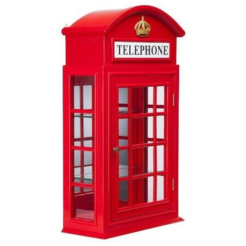 Telephone Booth Curio Cabinet, Wall Shelve