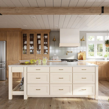 Kitchen Inspiration - Mixing Natural and Painted Cabinets in Kitchen