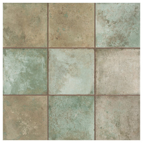 Kings Etna Encaustic Ceramic Floor and Wall Tile, Sage