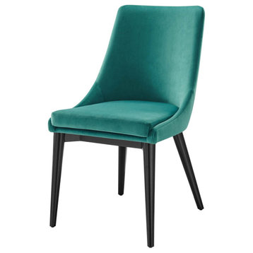 Side Dining Chair, Teal Blue, Velvet, Modern, Kitchen Cafe Bistro Hospitality