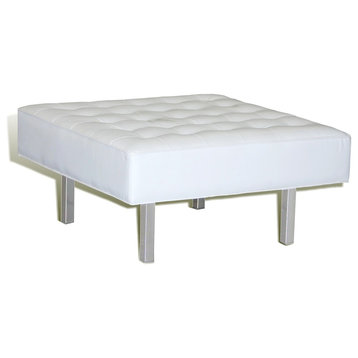 Contemporary & Modern Genuine Leather Tufted Bench/Ottoman With Chrome Leg