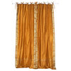 Mustard  Tie Top  Sheer Sari Curtain / Drape / Panel   - 80W x 120L - Pair