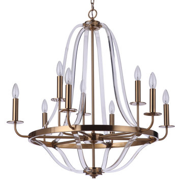 Craftmade 57729 Graclyn 9 Light 31"W Taper Candle Style - Satin Brass