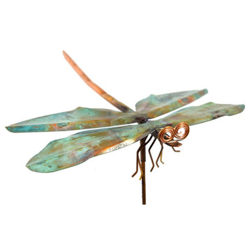Copper Dragonfly Garden Stake