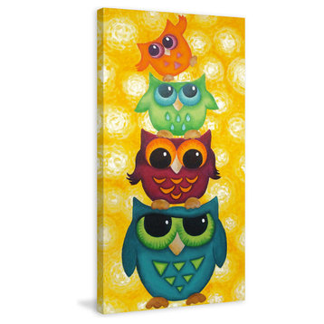 Marmont Hill, "Owl Stack" by Nicola Joyner Painting on Wrapped Canvas, 12x24