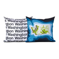 Washington map pillow, blue - Decorative Pillows