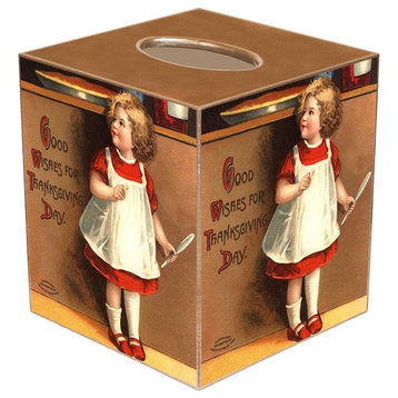 TB141-Thanksgiving Girl Tissue Box Cover