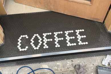 Coffee mosaic step at Grain & Grind