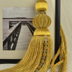 7 Colors QYM34 Polyester and Acrylic Curtain Tassel Tie Backs in Yellow Color - Window Treatment Accessories