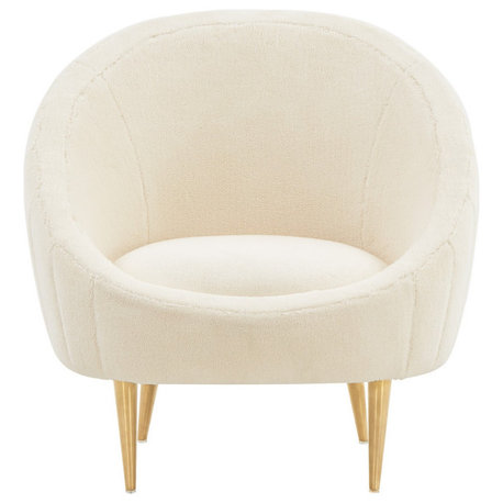 Safavieh Couture Razia Channel Tufted Tub Chair, Ivory