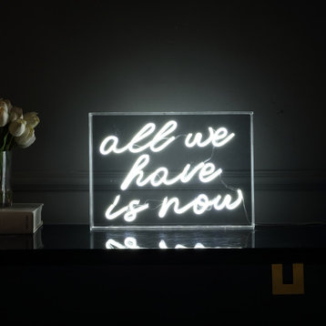 All We Have Is Now 14" X 10" Acrylic Box USB Operated LED Neon Light, White