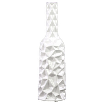 Ceramic Round Bottle Vase, White, Medium
