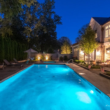 River Forest, IL Rectilinear Swimming Pool with Hot Tub