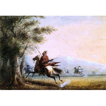 Alfred Jacob Miller Indians in Pursuit 18"x27" Premium Canvas Print
