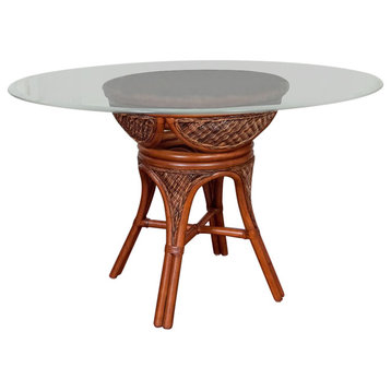 Bermuda Round Table Base, Sienna Finish With 48" Round Tempered Bevel Glass