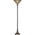 Quoizel - Quoizel TFIK9471VA Inglenook 1 Light Floor Lamp in Valiant Bronze - A classic geometric Arts & Crafts piece with handcrafted art glass in shades of sapphire blue warm honey amber and cream.