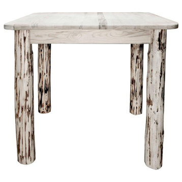 Montana Woodworks Square 4 Post Transitional Wood Dining Table in Natural