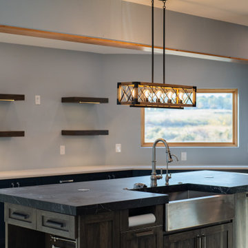 Expanded Kitchen Island with Weathered Cherry Cabinetry in Colorado