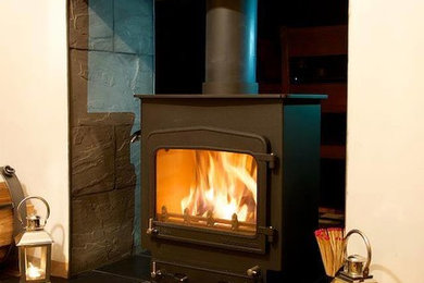 Double sided Woodwarm stove installation