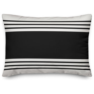 Black and White Farmhouse Stripe 14x20 Lumbar Pillow