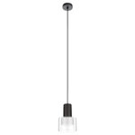 EGLO - Molineros 1-Light Mini Pendant, Black, White Interior/Outer Glass Shade - The Molineros Mini Pendant by Eglo features black finish with an elegant double shade design with a clear outer glass shade surrounding a white plastic interior shade. The black fully adjustable cable gives you the option for various hanging heights.