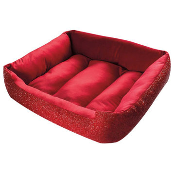 Sparkles Home Rhinestone Dog Bed - Red - Small