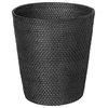 Loma Round Rattan Paper Waste Basket, Solid Black