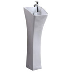 Fine Fixtures - Vitreous China 12" Pedestal Bathroom Sink With Overflow, White - Fine Fixtures' pedestals collection is uniquely suited to virtually any decor and design preference, whether you're looking for a classic style or a bold, contemporary look. The pedestals' graceful forms belie their underlying sturdiness; they are all made from the highest quality materials to ensure durability and are finished to withstand years of regular use.