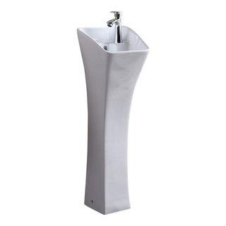 Fresca Quadro White Pedestal Sink W Medicine Cabinet - Modern Bathroom Vanity