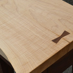 Live Edge Maple King Sized Bed with Walnut Posts and Matching Nightstands - Bedroom Furniture Sets