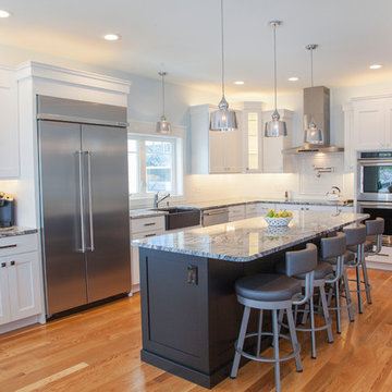 Contemporary/Transitional New Construction Kitchen w/Black lacquer Island