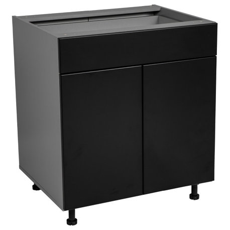 24 Base Cabinet Double Door Single Drawer with Natural Teak door