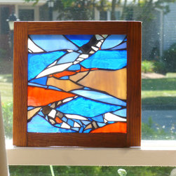 Abstract Stained Glass Blue Panel - Stained Glass Panels