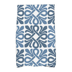 16x25", Tiki Square, Geometric Print Hand Towels, Blue