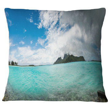 Bora Bora French Polynesia Panorama Seascape Throw Pillow, 16"x16"