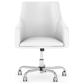 Bush Somerset Upholstered Faux Leather Box Chair with Mid Back in White