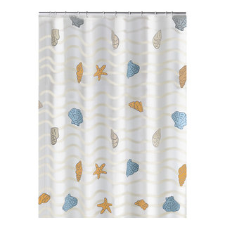 SKL Home Watercolor Ocean Fabric Shower Curtain, Multicolor, 70 x 72